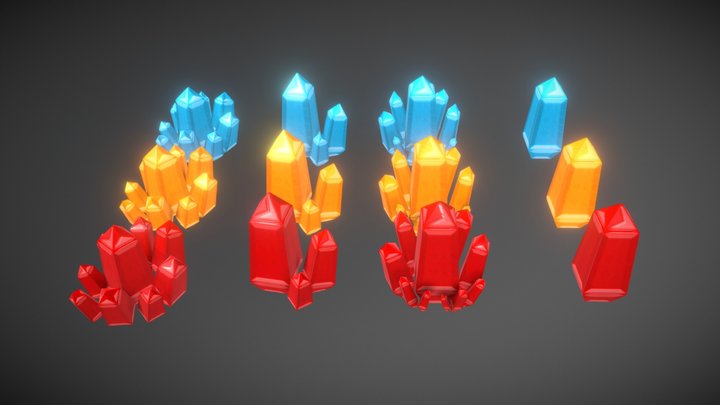 Low Poly Crystal (pack) 3D Model
