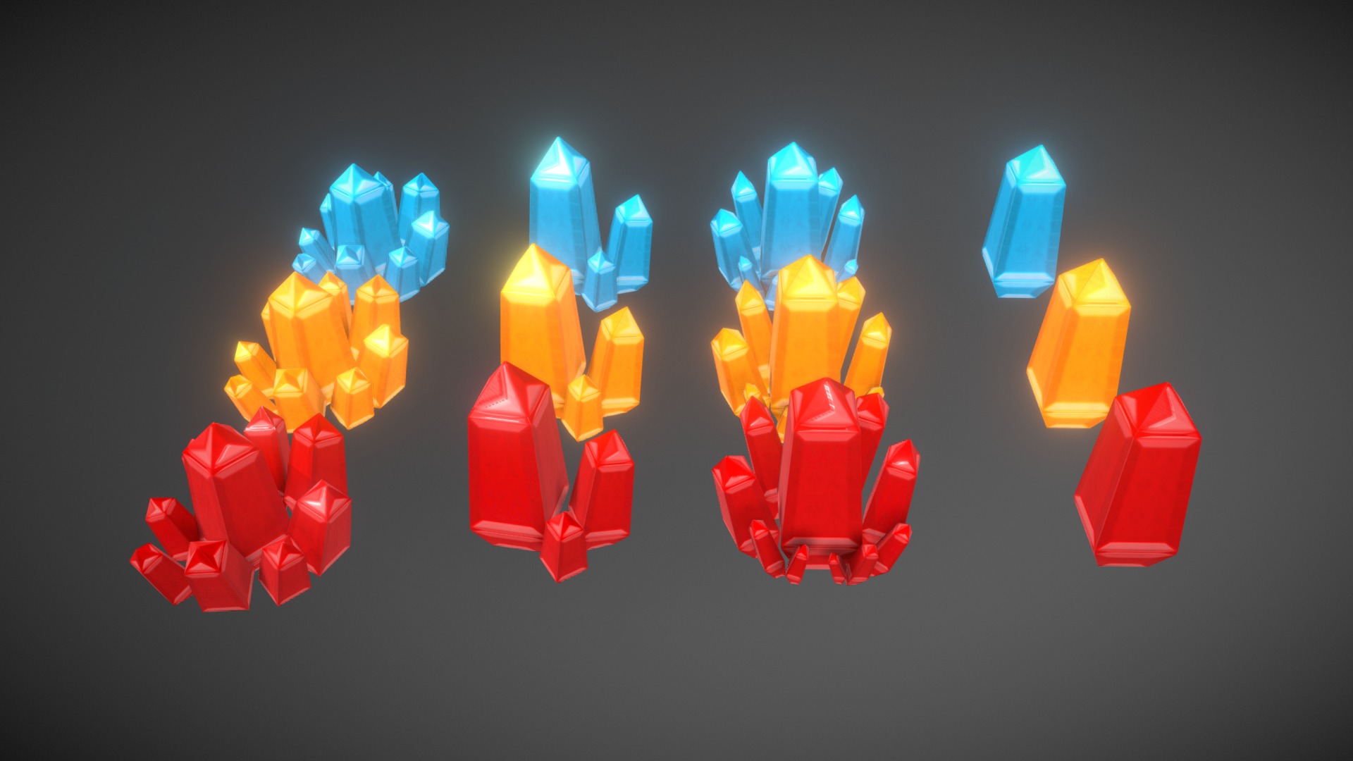 3D model Low Poly Crystal (pack) - This is a 3D model of the Low Poly Crystal (pack). The 3D model is about a group of colorful objects.