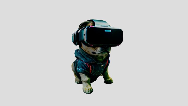 Dog with VR glasses 3D Model