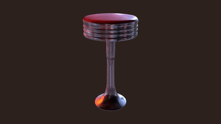 Worn Bar Stool 3D Model