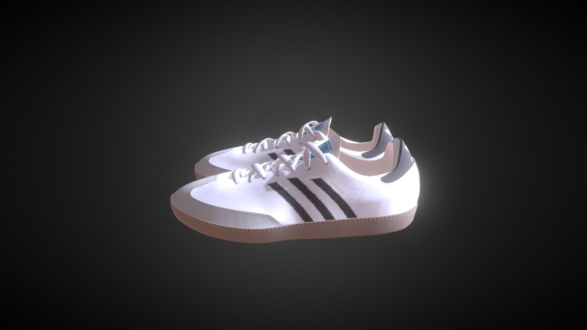 3D model Adidas Samba - This is a 3D model of the Adidas Samba. The 3D model is about a white and black shoe.