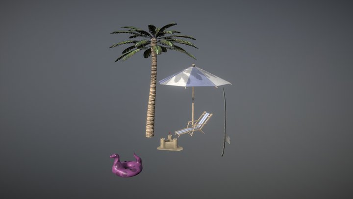 Beach Setting props 3D Model