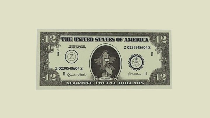 Gravity Falls – Negative Twelve Dollar Bill 3D Model