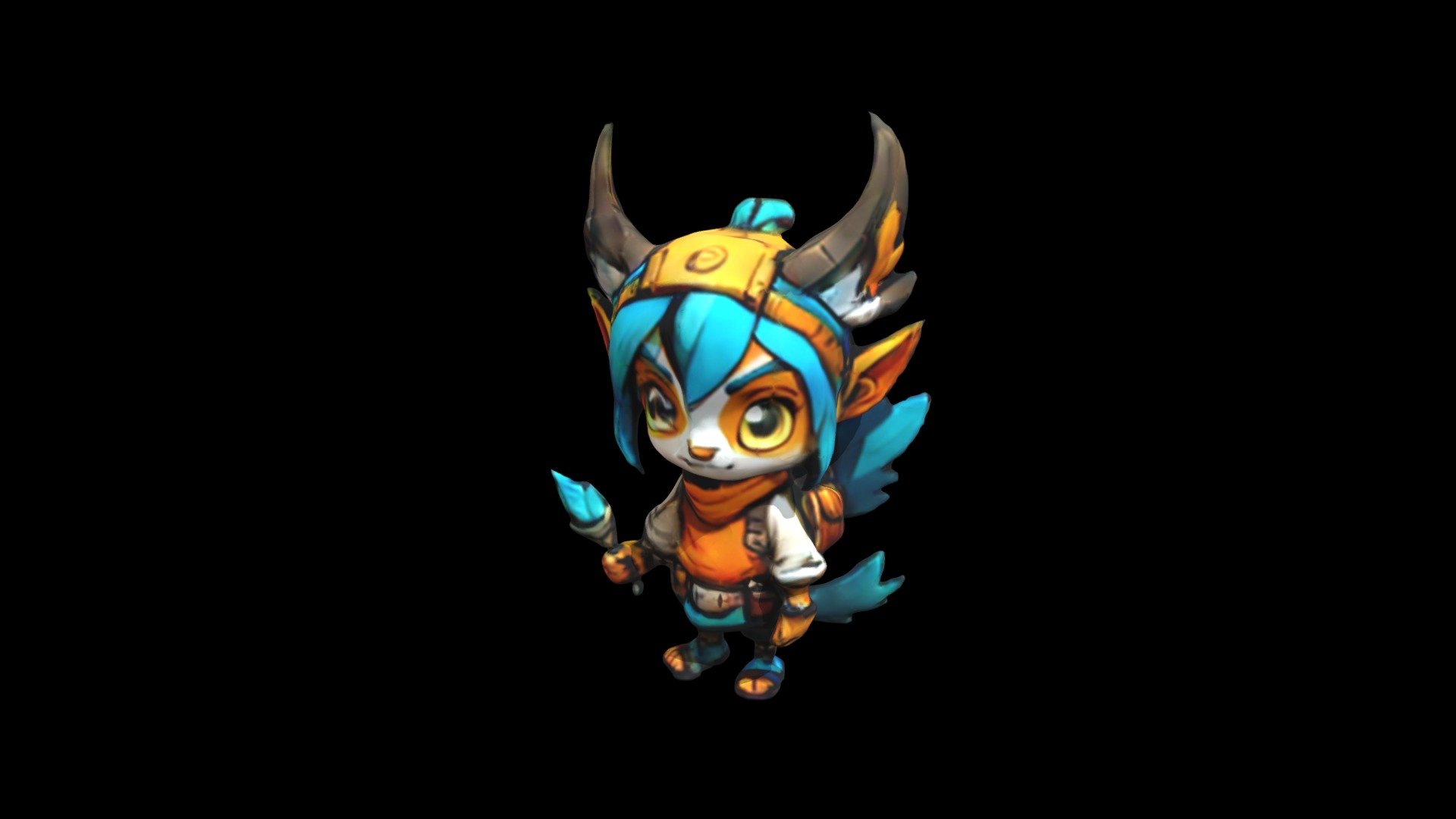 a cartoon character with horns and blue hair - Download Free 3D model ...