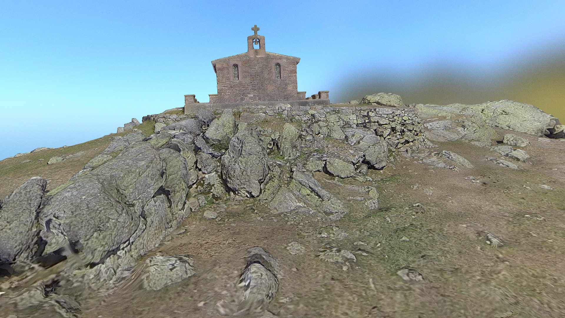 3D model Oilandoi,  (St Etienne de Baigorry 64) - This is a 3D model of the Oilandoi,  (St Etienne de Baigorry 64). The 3D model is about a stone building on a rocky hill.