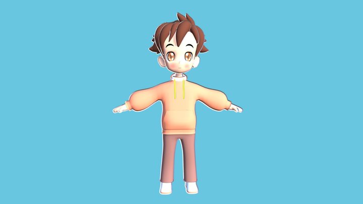 Cute Anime Boy Character 3D Model