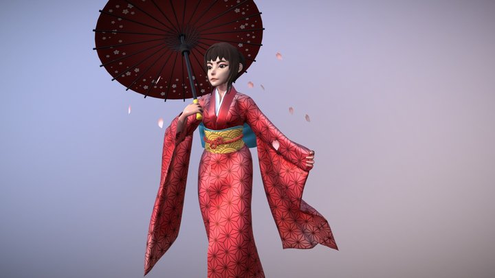 Kimono Girl Character 3D Model