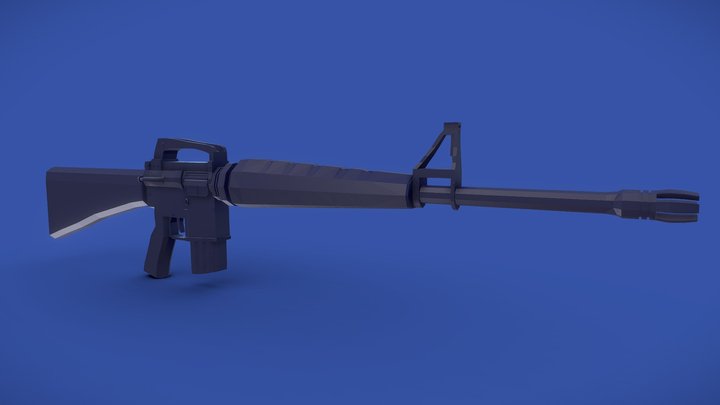 Low-poly M-16 3D Model