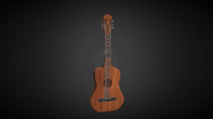 Wooden guitar 3D Model