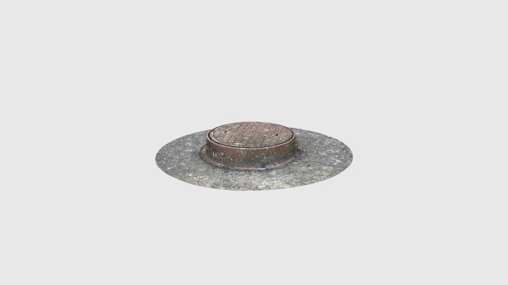Manhole on a concrete surface 3D Model