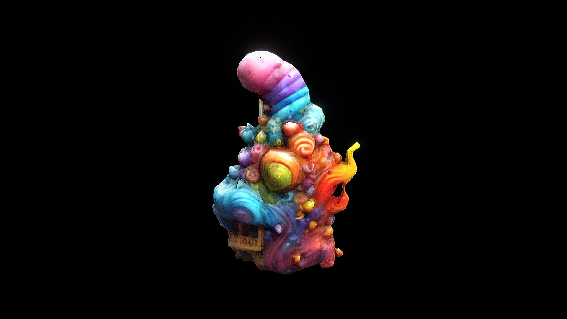 a colorful sculpture with a house in the midd - Download Free 3D model ...