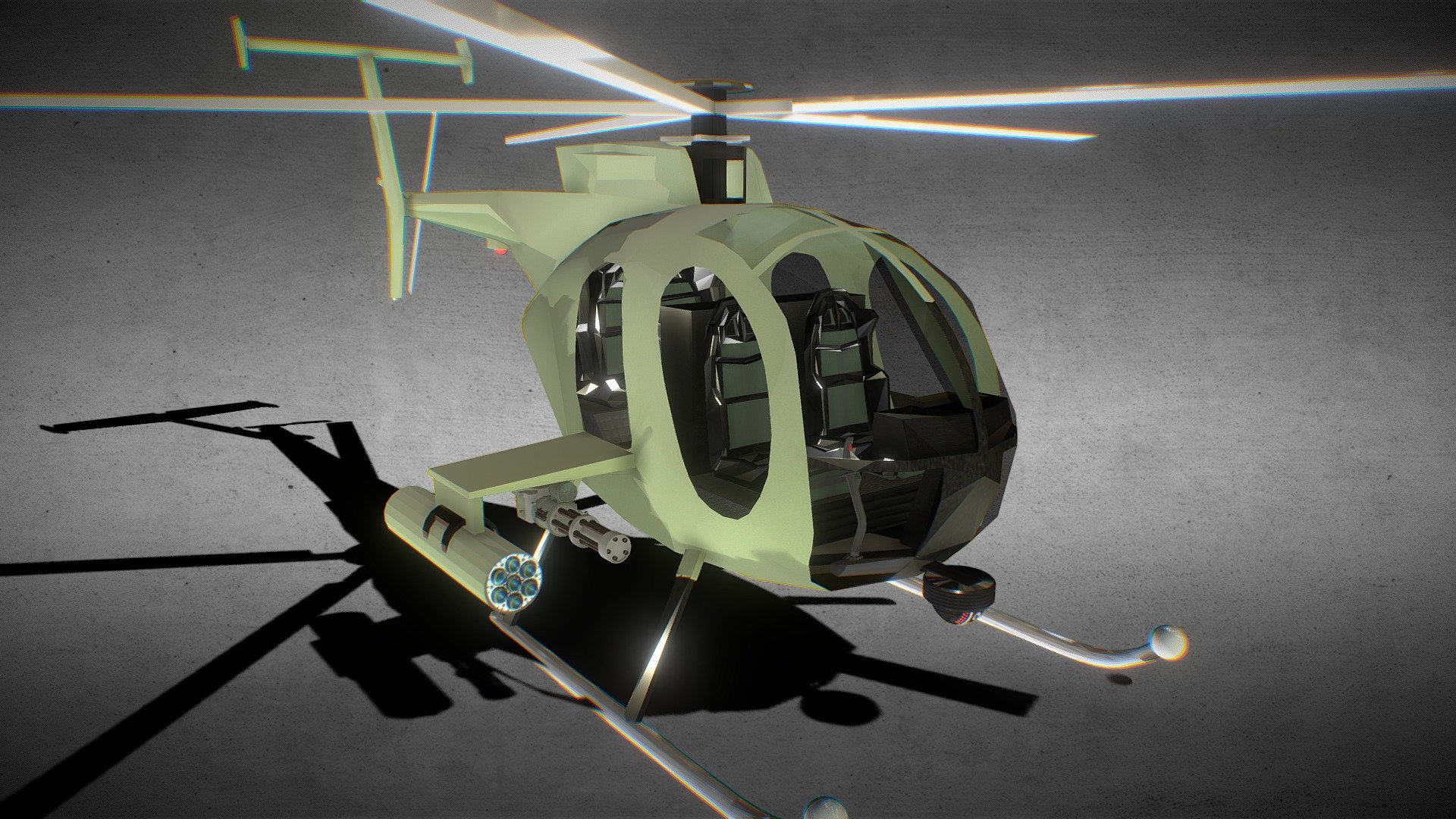 MH6 Little Bird Helicopter Animated Download Free 3D