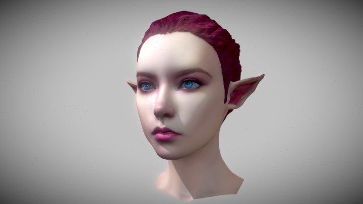 Female Elf Head 3D Model