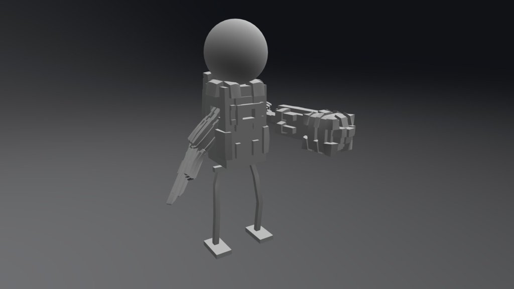 Stick Man with SciFi Armor and Weapons