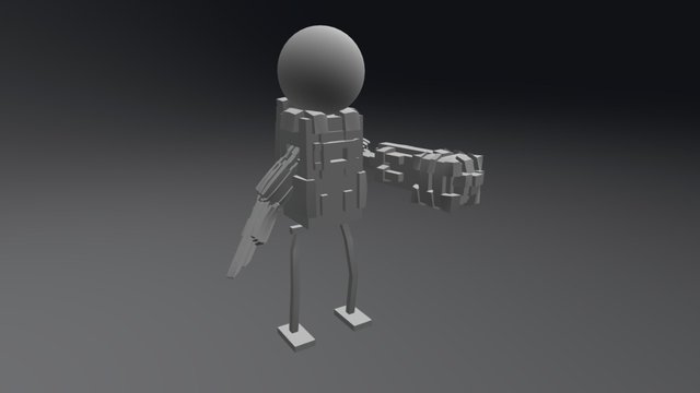 Stick Man with SciFi Armor and Weapons 3D Model