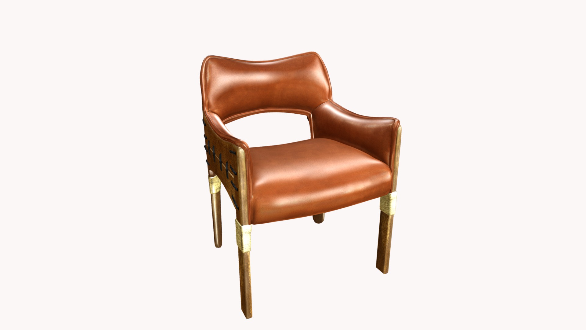 3D model Dining Chair - This is a 3D model of the Dining Chair. The 3D model is about a brown leather chair.