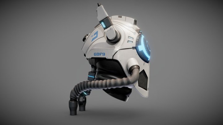 Helmet  alien sci-fi da1 3D Model