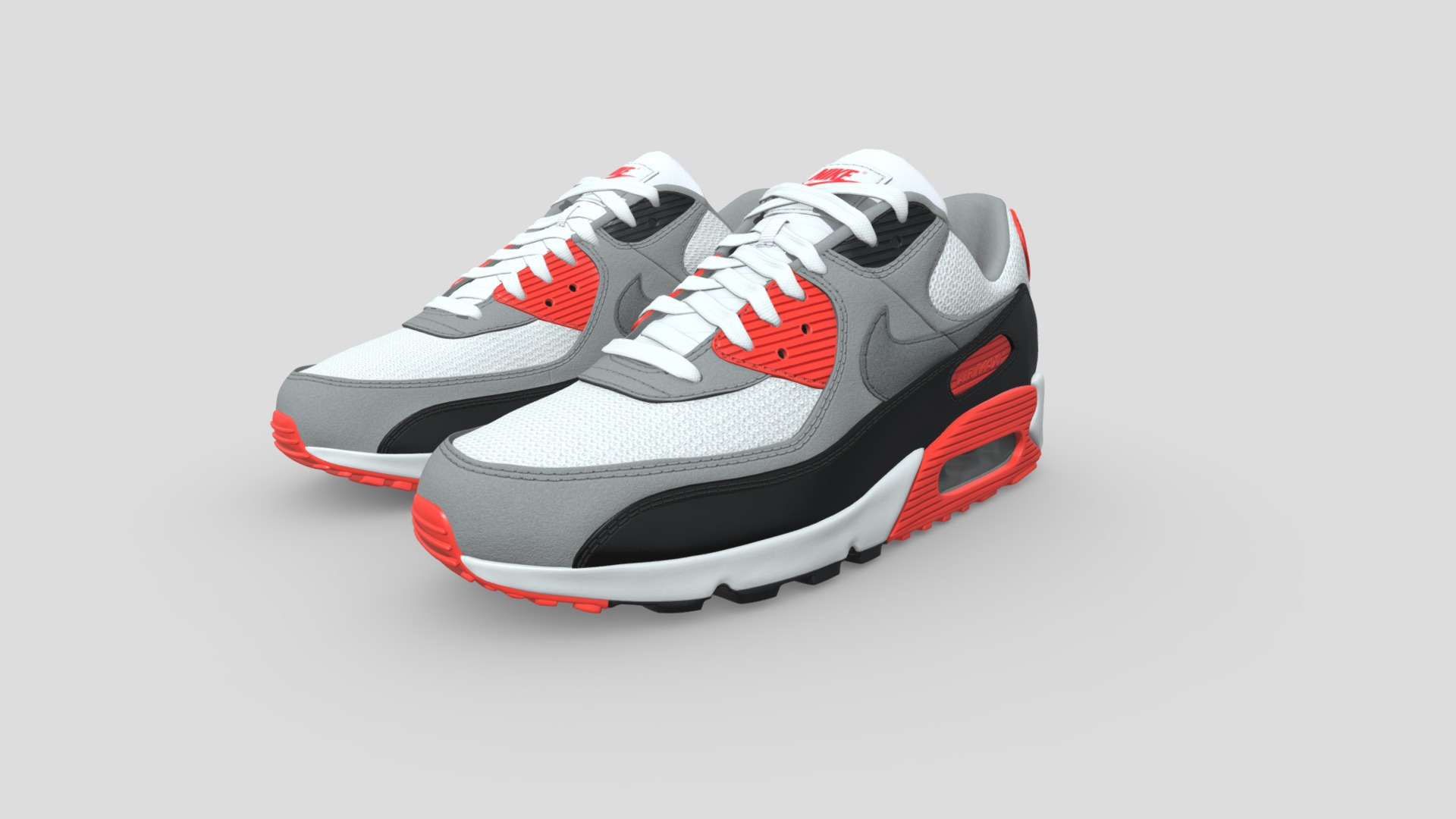 3D model Air Max 90 nike - This is a 3D model of the Air Max 90 nike. The 3D model is about a white and red shoe.