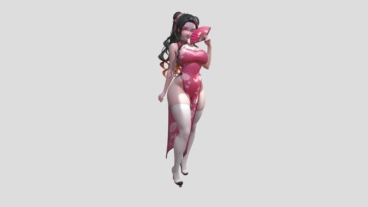 kitajima Pink Qipao 3D Model