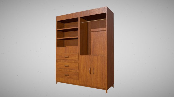 3D Wooden Cabinet 3D Model