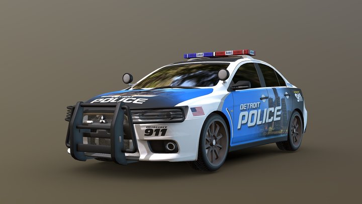 Mitsubishi Lancer Evo X Police 3D Model