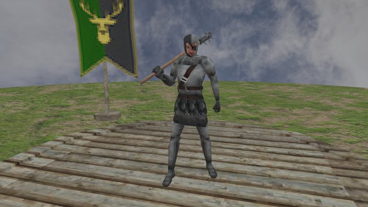 Warrior in plate armor PSX Style / Stylized 3D Model
