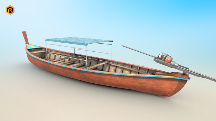 Long-tail Boat 3D Model