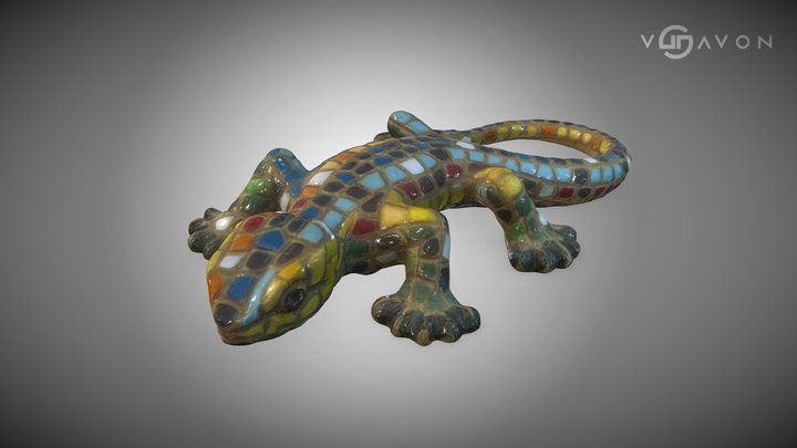 Gaudí-Style Mosaic Lizard – Parc Güell Souvenir 3D Model