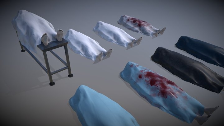 Covered Human Death Body Set (lowpoly) 3D Model