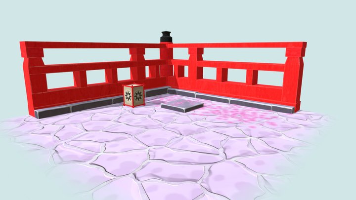Narukami Shrine Balcony 3D Model
