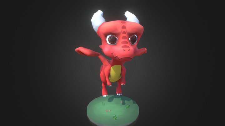 Cartoon  Red Dragon 3D Model