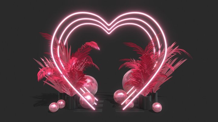 Neon Hearts - Photo Opportunity 3D Model