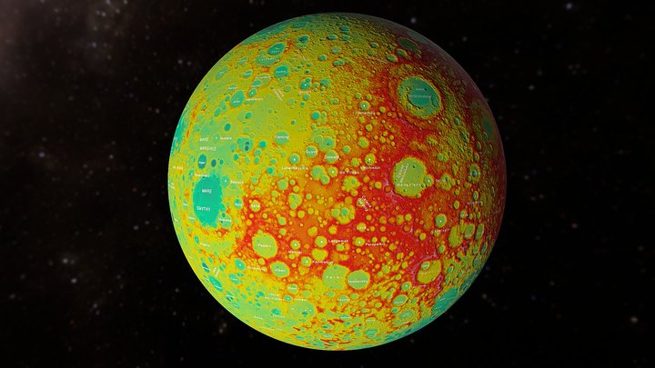 Moon colored DEM from USGS data