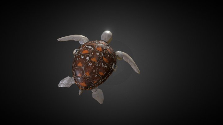 TL34 - Robotic Turtle with Organic Shell 3D Model
