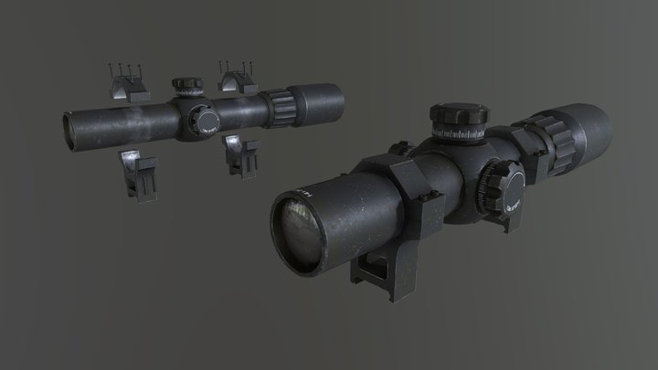 Rifle Scope 1-4 x 24mm 3D Model