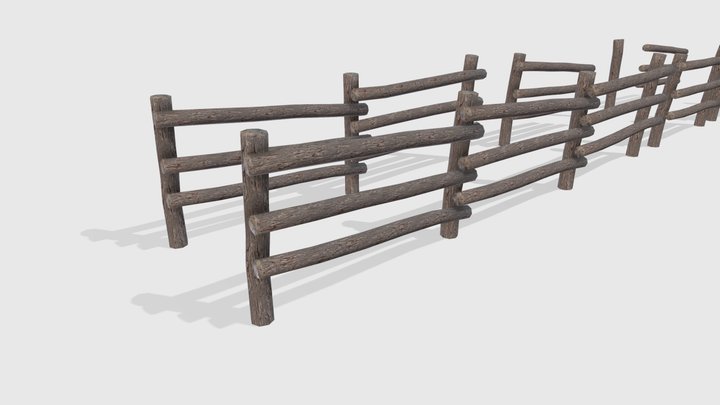 Log Fence assets 3D Model