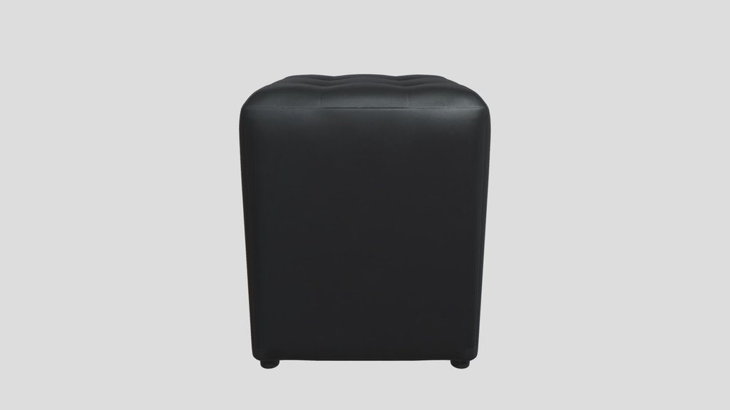 Tufted black cube ottoman, Stool Leg rest