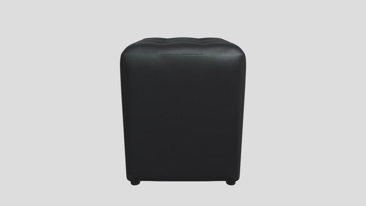 Tufted black cube ottoman, Stool Leg rest
