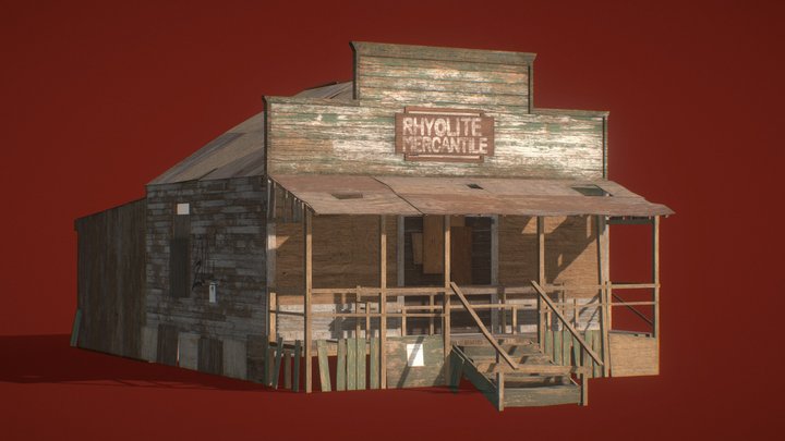 Rhyolite Mercantile Low poly House 3D Model