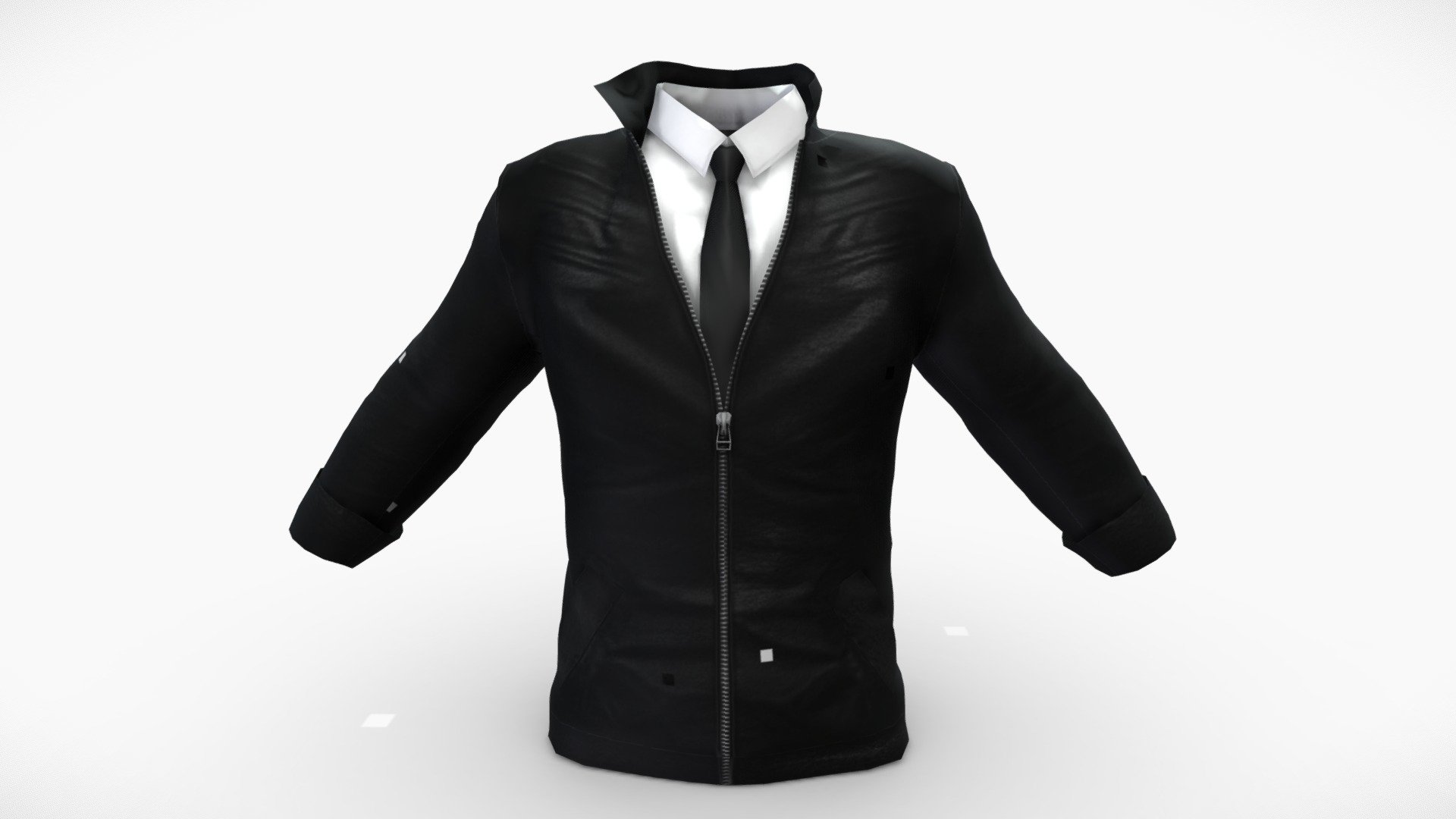 Men's Standing Collar Jacket Shirt Tie - Buy Royalty Free 3D model by ...