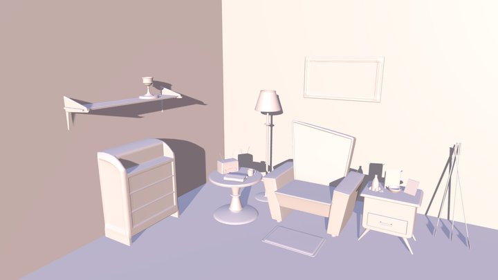 Living Room Scene 3D Model