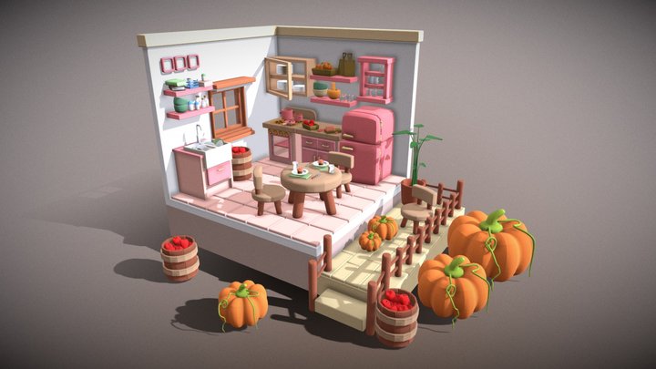 Pursuit of style: a stylized kitchen 3D Model