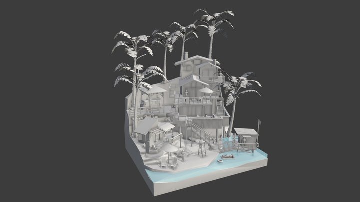 By The Ocean - Improved Blockout 3D Model