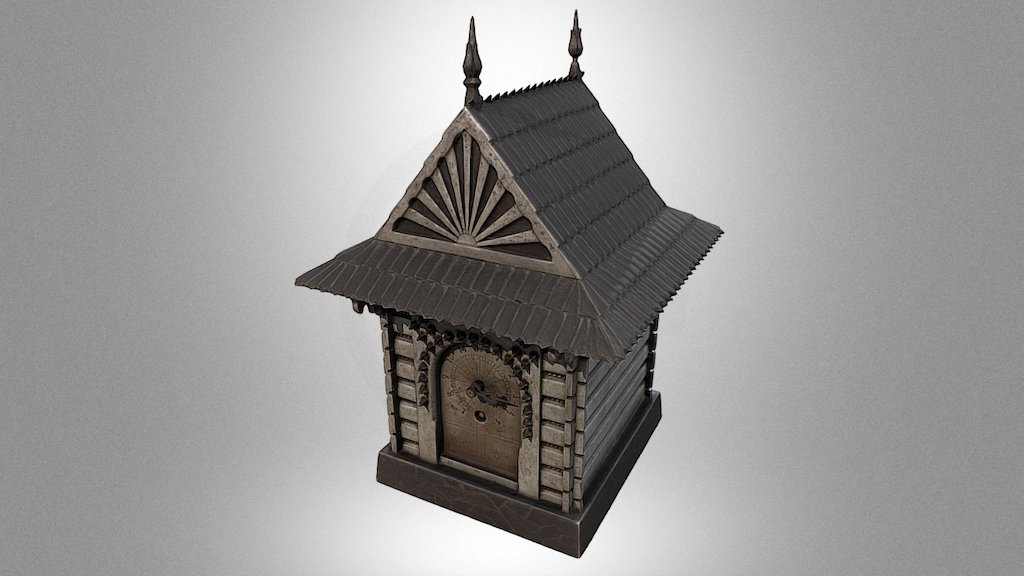 Clock shaped as a highlander’s cottage