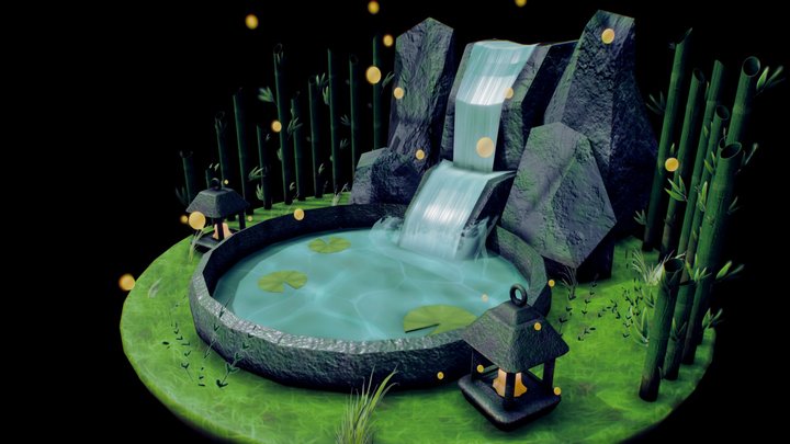 Waterfall Pond 3D Model