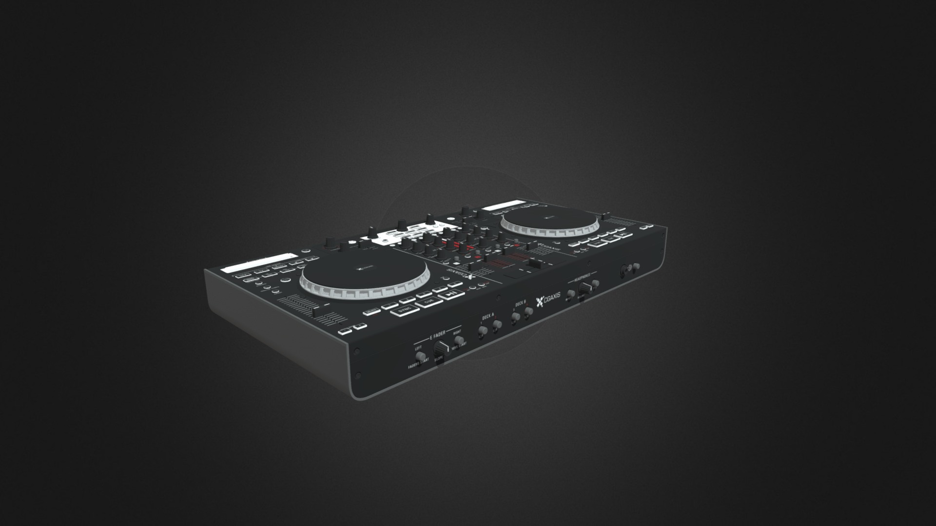 3D model DJ’s Controller - This is a 3D model of the DJ's Controller. The 3D model is about a black and white electronic device.