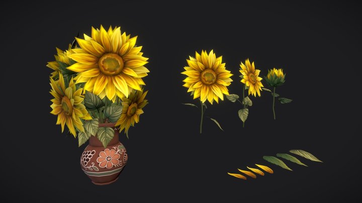 Stylized Sunflower 3D Model
