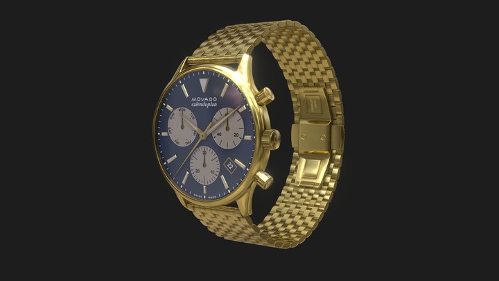 Movado Gold Watch – Photorealistic 3D Model 3D Model