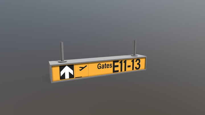 Airport Boarding Gate Sign 3D Model