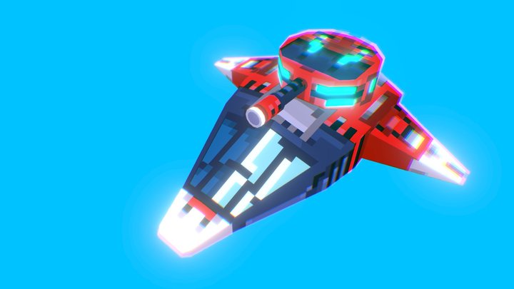 Pixel Space Ship 3D Model